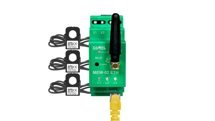 Monitor energii elektrycznej ETHERNET + Wi-Fi 3F+N Supla MEW-02 ETH/SC-16 +3 przekładniki SC-16 100 A SPL10000049