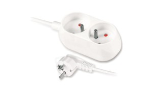 Przedłużacz z dwukrotnym gniazdem 2x2p+Z 16A 5m biały