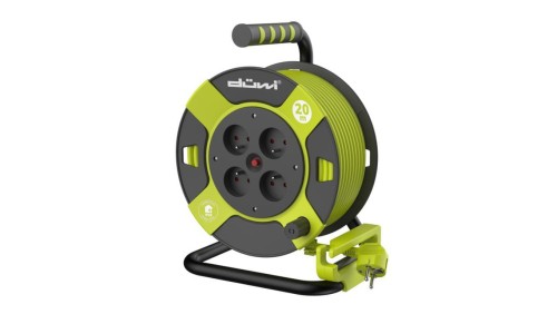 Przedłużacz bębnowy 4-gniazdowy H05VV-F 3G1.0, 20m lemonkowo-czarny / 24621