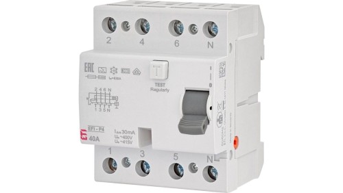 Wyłącznik różnicowoprądowy 4P 40A 0,03A typ A 6kA EFI6-P4 A 40/0.03 002061662