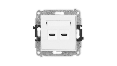 MINI Mechanizm ładowarki USB podwójnej 2xUSB C, 20W max., biały mat 25MCUSB-7