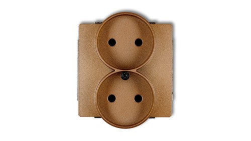 DECO Gniazdo podwójne b/u złoty metalik 8DGPR-2p