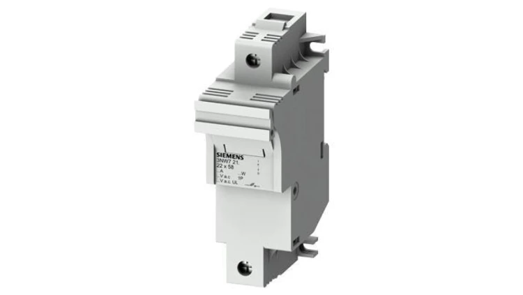 Podstawa bezpiecznikowa do wkładek cylindrycznych 22x58mm 100A 1-bieg. Na szynę DIN 3NW7211