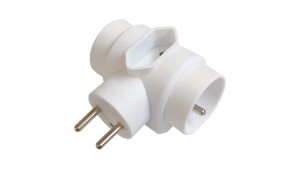 Rozgałęźnik wtyczkowy 3-gniazdowy - 2x2P+Z, 1x2P-euro, uziemienie biały / 28134