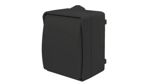 Łącznik pojedynczy zwierny dzwonek natynkowy Aqua Plus IP54 antracyt / 40331