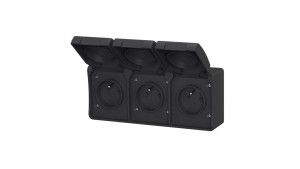 Gniazdo potrójne z uziemieniem natynkowe z klapką Aqua Plus IP44 antracyt / 40335