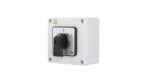 Łącznik krzywkowy 16A/3F 0-1 w obudowie IP65 szary 105x105x66 6160-00