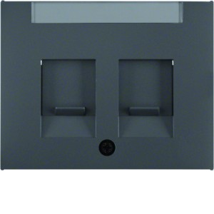 K.1 Element centralny gniazda teleinformatycznego podwójnego z polem opisowym antracyt mat lakierowany 11827006
