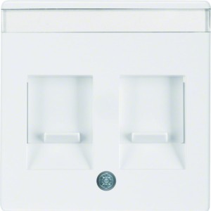 Berker Q.1 Element centralny podwójny z zasuwami chroniącymi przed kurzem z polem opisowym śnieżnobiały aksamit 11816089