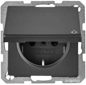 Gniazdo pojedyncze SCHUKO z pokrywą antracyt aksamit Q.1/Q.3 47516086