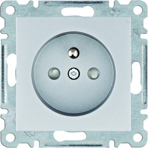 Lumina Gniazdo zasilające z uziemieniem przesłony styków 16 A/250 VAC srebrne WL1042