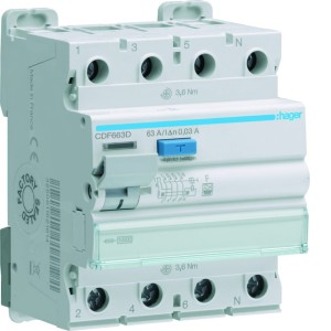 Wyłącznik różnicowoprądowy 4P 63A 30mA 10kA typ F CDF663D