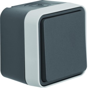 W.1 Łącznik 1-klawiszowy przyciskowy 1-biegunowy, kompletny, IP55, szary, 50453525