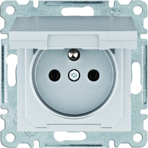 Lumina Gniazdo zasilające z uziemieniem i pokrywą 16 A/250 VAC srebrne WL1122