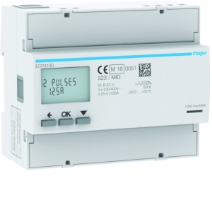 Licznik energii elektrycznej 3-f, 125A 6M, wyjście imp., MID agardio.measure ECP310D