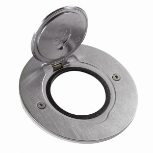 Pokrywa gniazda podłogowego pojedynczego okrągła inox 089701