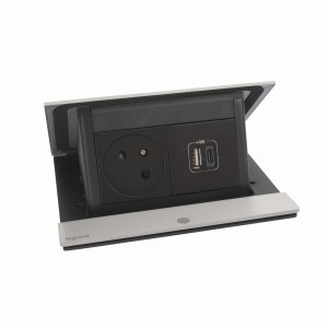 INCARA Puszka stołowa POP-UP 2p+z USB A+C 2,0 m stal 654816