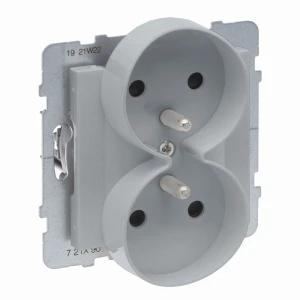 SUNO Gniazdo podwójne 2x2P+Z aluminium 16A 250V zaciski automatyczne z przesłoną 721390