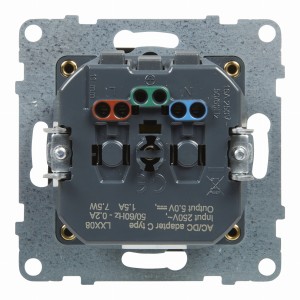 SUNO Gniazdo pojedyncze z USB-C 1,5A czarne 16A 250V zaciski automatyczne z przesłoną 721489