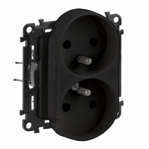 VALENA LIFE gniazdo 2p+z z przesłoną do ramek wielokrotnych czarne 16A 250V 756300