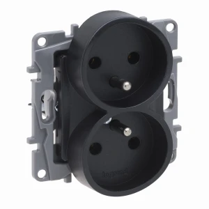 Niloe Selection Gniazdo 2 x 2p+z do ramek wielokrotnych (bez przesłony, zaciski śrubowe) antracyt 762235