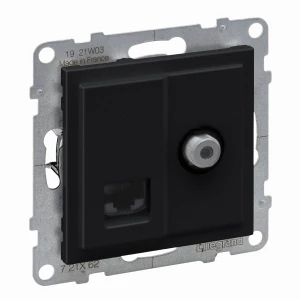 SUNO Gniazdo telewizyjne typ F 1,5dB + RJ45 kat 6 UTP czarne 721462