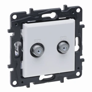 Niloe Step Gniazdo podwójne 2xTV typu F końcowe do instalacji typu gwiazda 1,5dB biały 863176