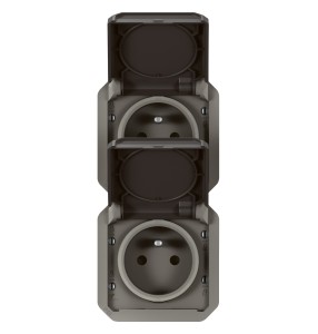 NOWE PLEXO 55 Gniazdo 2x2P+Z pionowe mechanizm 16A - 250V AC antracyt 069843L