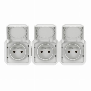 NOWE PLEXO 55 Gniazdo 3x2P+Z poziome komplet mechanizm 16A - 250V AC~ białe 069644L