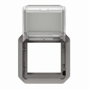 NOWE PLEXO 55 Adapter Arteor/Mosaic z przeźeoczystą klapką mechaniczną 70,5x70,5mm szary 069580L