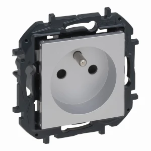 Niloe Step Gniazdo 2p+z, zaciski automatyczne, z przesłoną - kolor aluminium 863333B