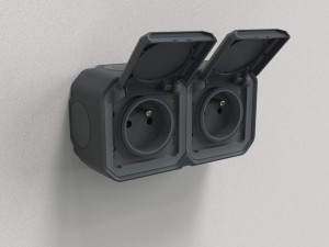 NOWE PLEXO 55 Gniazdo 2x2P+Z poziome komplet natynkowy 16A - 250V AC antracyt 069788L