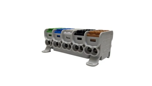 Blok dystrybucyjny - rozdzielczy HLAK25 5P brązowy, czarny, szary, niebieski, zielony 2xAl/Cu 25mm²+16mm² 1000VAC/1500VDC MAG525