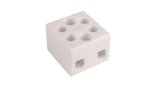Złączka gwintowa porcelanowa szkliwiona (z dwoma otworami do przykręcania) 2,5 mm² 2 tory CPO 2-2.5A 80017516 /16szt./