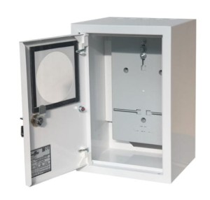 Rozdzielnica natynkowa licznikowa 1x1F na licznik elektroniczny zamek okienko RAL 9003 A-RZ18E