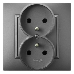 ARIA Gniazdo podwójne z/u szary mat GP-2UZ/70