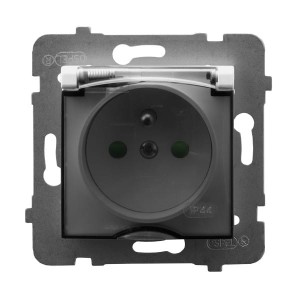 ARIA Gniazdo bryzgoszczelne z/u IP44 z przesłonami torów prądowych wieczko przezroczyste biały GPH-1UZP/m/00/d