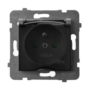 ARIA Gniazdo bryzgoszczelne z/u IP44 z przesłonami torów prądowych wieczko przezroczyste szary mat GPH-1UZP/m/70/d