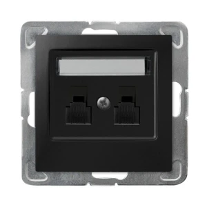 IMPRESJA Gniazdo telefoniczne podwójne niezależne czarny metalik GPT-2YN/m/33