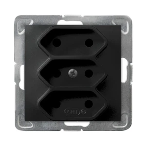 IMPRESJA Gniazdo potrójne EURO czarny metalik GP-3Y/m/33