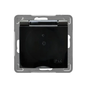 IMPRESJA Gniazdo bryzgoszczelne z/u IP44 klapka przezroczysta antracyt GPH-1YZ/m/50/d