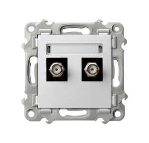 SZAFIR Gniazdo antenowe typu F podwójne biały GPA-2ZF/m/00