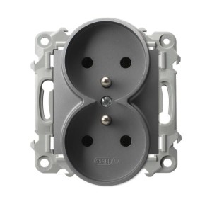 SZAFIR Gniazdo podwójne z uziemieniem moduł bez ramki szary mat GP-2ZRZ/m/70