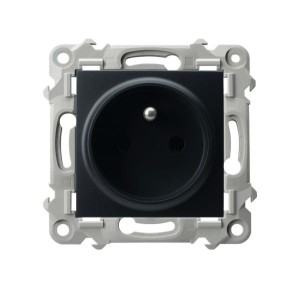 SZAFIR Gniazdo pojedyncze z uziemieniem czarny metalik GP-1ZZ/m/33