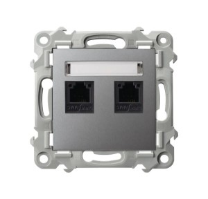 SZAFIR Gniazdo telefoniczne podwójne niezależne szary mat GPT-2ZN/m/70