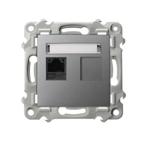 SZAFIR Gniazdo komputerowe pojedyncze, kat. 5e MMC szary mat GPK-1Z/K/m/70