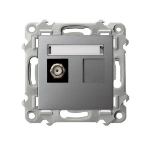 SZAFIR Gniazdo antenowe typu F pojedyncze szary mat GPA-1ZF/m/70