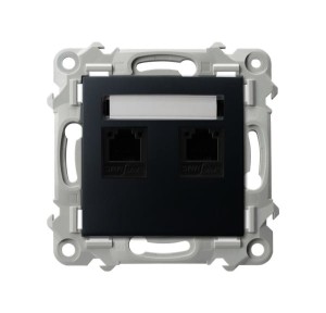 SZAFIR Gniazdo telefoniczne podwójne niezależne czarny metalik GPT-2ZN/m/33