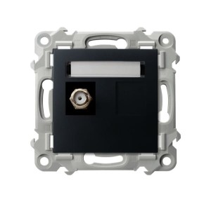 SZAFIR Gniazdo antenowe typu F pojedyncze czarny metalik GPA-1ZF/m/33