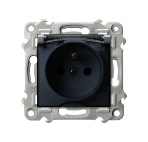 SZAFIR Gniazdo bryzgoszczelne z uziemieniem IP-44 wieczko przezroczyste szary mat GPH-1ZZ/m/70/d